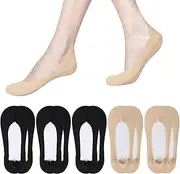 [Mozeat Lens] No Show Socks Womens Ultra Low Cut Liner Socks Non-Slip Invisible Liner Socks for Flats Heels Pumps, 5 Pairs, Sizes 5-8, 3 Black + 2 Nude, Black, 5-8 Short