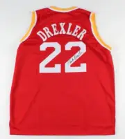CLYDE DREXLER SIGNED AUTOGRAPHED HOUSTON ROCKETS NBA JERSEY