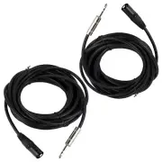 Pair XLR 3Pin 25FT Male Cables To 6.35mm 1/4" Stereo Shielded Plug Audio Cables