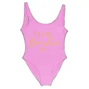 S-3xl Gold Print Team Bride One-piece Swimsuit Squad Women Swimwear Bachelorette Party Swimsuit Summer Beatchwear Bathing Suit-sswyv gold pink