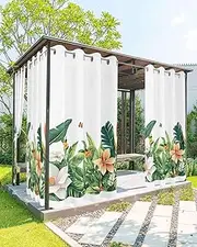 TweetyBed Outdoor Curtains for Patio Waterproof Watercolor Monstera Flowers Outside Curtains for Porch Tropical Plant Leaf Sun Blocking Outside Privacy Drapes for Gazebo Pergola 54"x84" 1 Panel