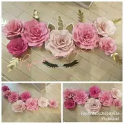 8 "Handmade" Beautiful Paper flower backdrop decor by Elle