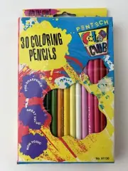Vintage 90s Pentech Color Club 30 Coloring Pencils Pre Sharpened NOS Made in USA