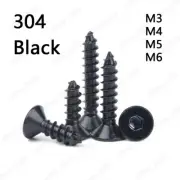 Black 304 Stainless Steel Hex Socket Countersunk Head Self Tapping Screws M3-M6