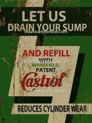 CASTROL MOTOR OIL OLD 400mm x 300mm HEAVY STEEL GARAGE SIGN - NOT TIN 197R