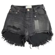 One Teaspoon Shorts Womens 24 Black Panther High Waist Bonita Distressed NWT