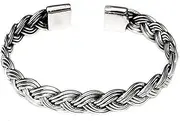 [Treasure Bay] TreasureBay 925 Sterling Silver Bangle Bracelet Open Cuff Design Braided Details