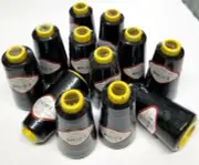 12 Big Spools Sewing Thread Polyester BLACK 2500 yards each Spool NEW