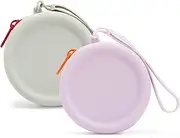 2Pcs Portable Puppy Training Pouch Treat Bag Silicone Dog Treat Pouch,Zippered Dog Treat Pouch with Handle,Silicone Dog Treat Pouch Portable Dog Treat Bag,Pet Small Snack Pocketes,Purple and Grey