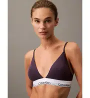 NWT CALVIN KLEIN Lightly Lined Triangle Bra Bralette Cotton Purple XS $40