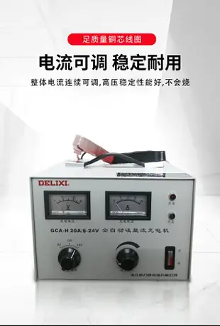 【可開發票】德力西各類電瓶充電器 蓄電池直流純銅充電機GCA-H20A 6V 12V 24V