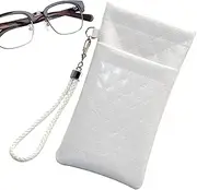 [Generic] Glasses Case Soft, Leather Soft Glasses Cases, Lightweight Slim Leather Pouch with Double Pockets Design for Travel Friends Kids