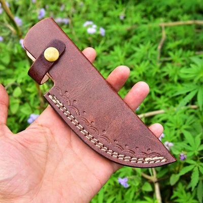 Handmade Fixed blade Cow Brown Leather Sheath / Holster / belt vertical Knife
