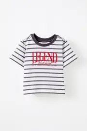 [Cotton On Kids] Cotton On Kids - Jamie Short Sleeve Graphic Print Tee - Vanilla/rabbit grey stripe legend 18-24M VANILLA/RABBIT GREY STRIPE LEGEND