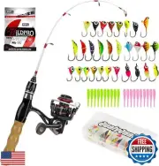 QualyQualy Ice Fishing Rod and Reel Combo, 24'' Ice Fishing Rod Set with Inli