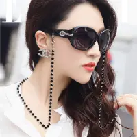 在飛比找蝦皮購物優惠-時尚掛脖眼鏡鏈條韓國簡約復古黑色水晶串珠眼鏡鏈條眼鏡鍊金屬雯