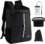 Dry Bag Backpack,20L Dry bags Waterproof Kayaking with Waist Pouch and Phone Case,Waterproof Backpack Marine dry bag for Kayaking,Beach,Rafting, Boating,Hiking,Camping and Fishing (Black)