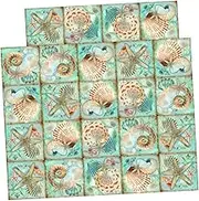 Angoily Exquisite Seashell Tile Decals 24 Pieces Removable Kitchen Bathroom Stickers Easy Application