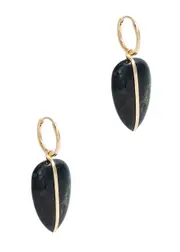 BY Pariah Pebble Large 14kt Gold Hoop Earrings - Green ONE SIZE