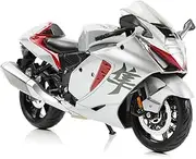 [Risopen] 1:12 Motorcycle Model for Suzuki Hayabusa Alloy Diecast Motorcycle Model Toy Mini Moto Gift (Silver)