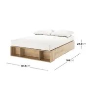 Eulalia Platform Bed Base with Drawers - Oak Double