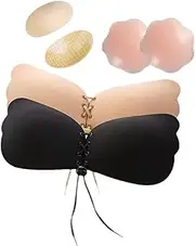 [BOHJPIS] Two-Piece Adhesive Bra Giving Nipple Pads and Shoulder Pads - Invisible Bra with Strapless Bra Design, Perfect for Evening Dresses, Swimsuits and Strapless Bra
