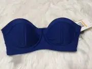 NWT Jessica Simpson Size S Strapless Bikini Top Blue with attachable straps NWT