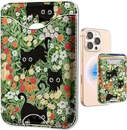 Shorogyt Compatible with Magsafe Wallet Magnetic Card Holder - Three Cats Phone Wallets for Women Teen Girls Cute Pattern for iPhone 16/15/14/13/12 Series Slim for Apple Mag RFID Magnet, Fit 3 Cards