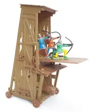 Jean Hoefler 1:32 MEDIEVAL SIEGE TOWER + 3x Herald Knight Figure Acc Set Mint`70