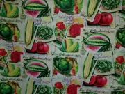 LINED WINDOW VALANCE 42 X 12 GARDEN FARMHOUSE SEEDS VEGETABLE WATERMELON KITCHEN