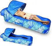 Gohytal Inflatable Lounger, Waterproof Air Sofa with Sun Visor Outdoor Portable Inflatable Air Sofa Couch Air Lounger for Camping Holiday Swimming Pool Beach Parties Backyard Travel Beach
