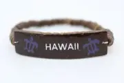 Coconut Shell Bracelet "Hawaii" Tag - 7", Dark Brown Shell (Thin), Purple Turtle