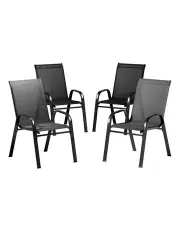 [Gardeon] Outdoor Stackable Chairs x4 in Black
