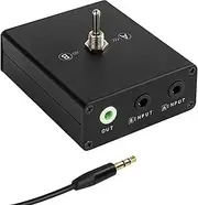 3.5 mm Audio Switcher, 2 Ports Audio Splitter Box (2 in 1 Out / 1 in 2 Out) Mini Headphone Manual Selector Converter with Bonus 47.2 in (120 cm) Cable, No External Power Required
