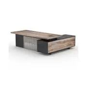 Modern Furniture DAXTON Executive Desk with Left Return 2.4M - Warm Oak & Black
