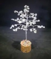 NATURAL CLEAR QUARTZ GEMSTONE CHIP TREE WITH 100 STONES CRYSTAL TREE OF LIFE