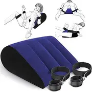 Sex Bondage Pillow Handcuffs Restraints Set - BDSM Thigh Wrist Cuffs Inflatable Sex Position Pillow Sex Furniture Couples Toy BDSM Bondage Restraint Kit Adult Sex Toys for Women and Couples(Blue)