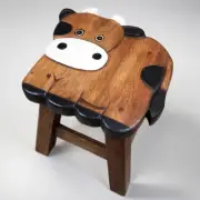 Kids Wooden Stool Cow MANGO TREES Children Chair Toldder Step Stool