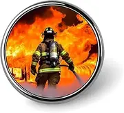 [FZMVSQH] Firefighter Fireman Flame Printed Round Button Pin Badges Metal Pinback Buttons 1 Inch Pins for Hat Shirt Clothing Bags Decoration, Circular, Aluminum, Circular, Aluminum