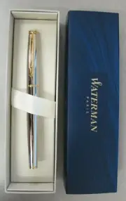 Waterman Hemisphere Fountain Pen Shiny Chrome Narrow Ring Medium Pt New In Box