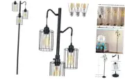 Dimmable Floor Lamp, 3 x 800LM LED Edison Bulbs Included, Standing Lamp,