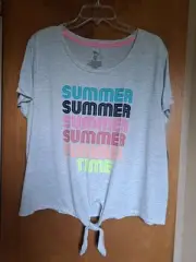 Womens Secret Treasures Casual Gray "Summer" Pajama Top. Could Be Worn As A Top