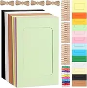 40Pcs Paper Picture Frames 4x6 inch Cardboard Photo Frame Cardboard Picture Frames Kit with Wooden Clips and String Multi-Color Paper Photo Frame DIY Cardboard Photo Frames for Wall Decor