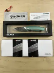 Boker Solingen MACH-1 Damast Jade Aluminum (3.2" Damascus) *SEE DESCRIPTION*