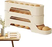 Rolling Egg Dispenser for Refrigerator, Automatic Slide Design, Non-Slip Storage Organizer, Ventilated Tray for Fridge Door, Easy-Access Holder Kitchen and Baking
