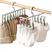 Clothes Drying Racks 2 Pack Collapsible Portable Underwear Hangers with 20 Clips Socks 360° Rotatable Hook for Drying Towels Bras Clothes Gloves Plastic White