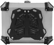 Motorcycle Luggage Box, High Strength Shockproof 25L Large Capacity Motorcycle Tail Case with Removable Base for Motorbike (Silver)