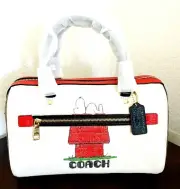 Coach Peanuts Rowan Satchel Chalk Red Snoopy Bag Purse Crossbody Gift Condition