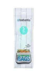 Brabantia Perfect Fit Compostable Bin Liner Waste Bags Code S (6L)10 Bags