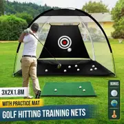 Golf Practice Net and Hitting Mat Target Set Training Aids Home Golf Swing Driving Indoor Outdoor